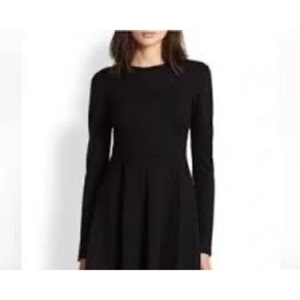 Theory Womens Black Long Sleeve Fit and Flare Jersey Knit Mini Dress Size 10